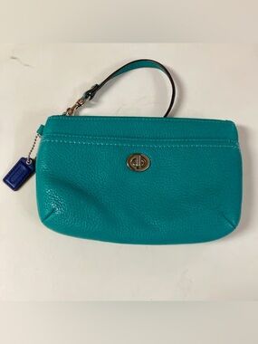 Coach Teal Turnlock Wristlet